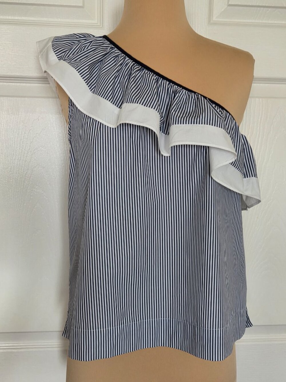 J.Crew Striped One Shoulder Ruffle Top - Picture 8 of 16